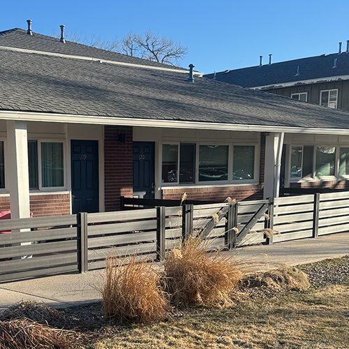 HOA-approved composite fencing solution - hurricane wind, flame spread and noise reduction rating fencing - installed in Boulder community for privacy and style