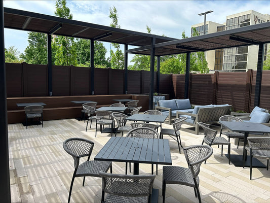 Corporate Lounge Transformed: Full-Privacy Commercial Fence Solution