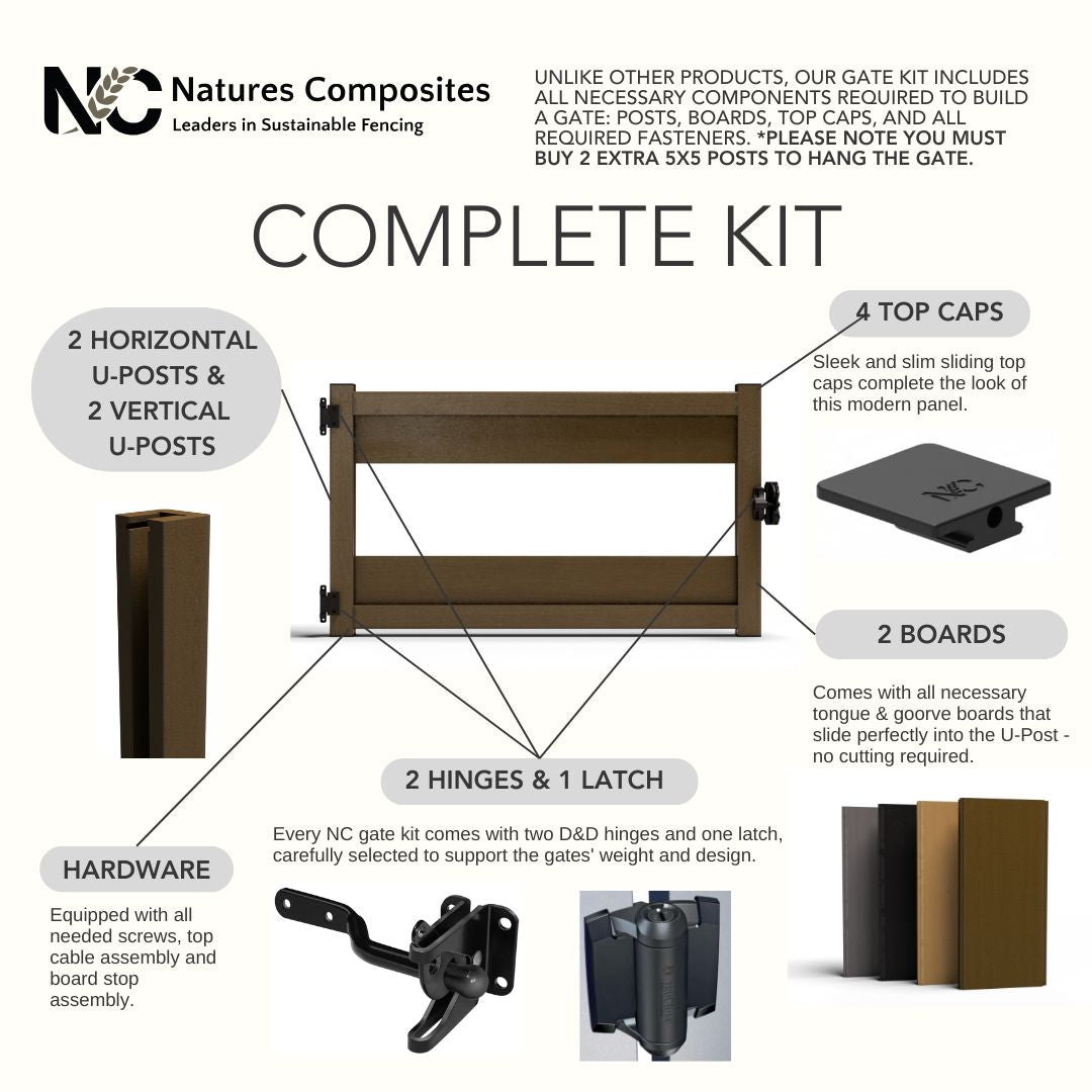 Composite Two-Board Ranch Rail Gate – 3 ft. H x 4 ft. W – Low-Maintenance, Durable Solution