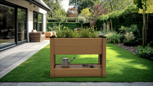 Composite Elevated Planter – 4 ft. L x 2 ft. W x 3 ft. H – Perfect for Plants with Adjustable Root Depth