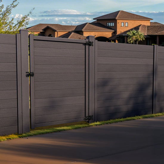 Composite Modern Horizontal Privacy Full Size Fence - 6 ft H x 6 ft W - Hurricane Wind, Flame Spread, Noise Reduction Rating - Sustainable, Durable, Eco-Friendly, and Low-Maintenance