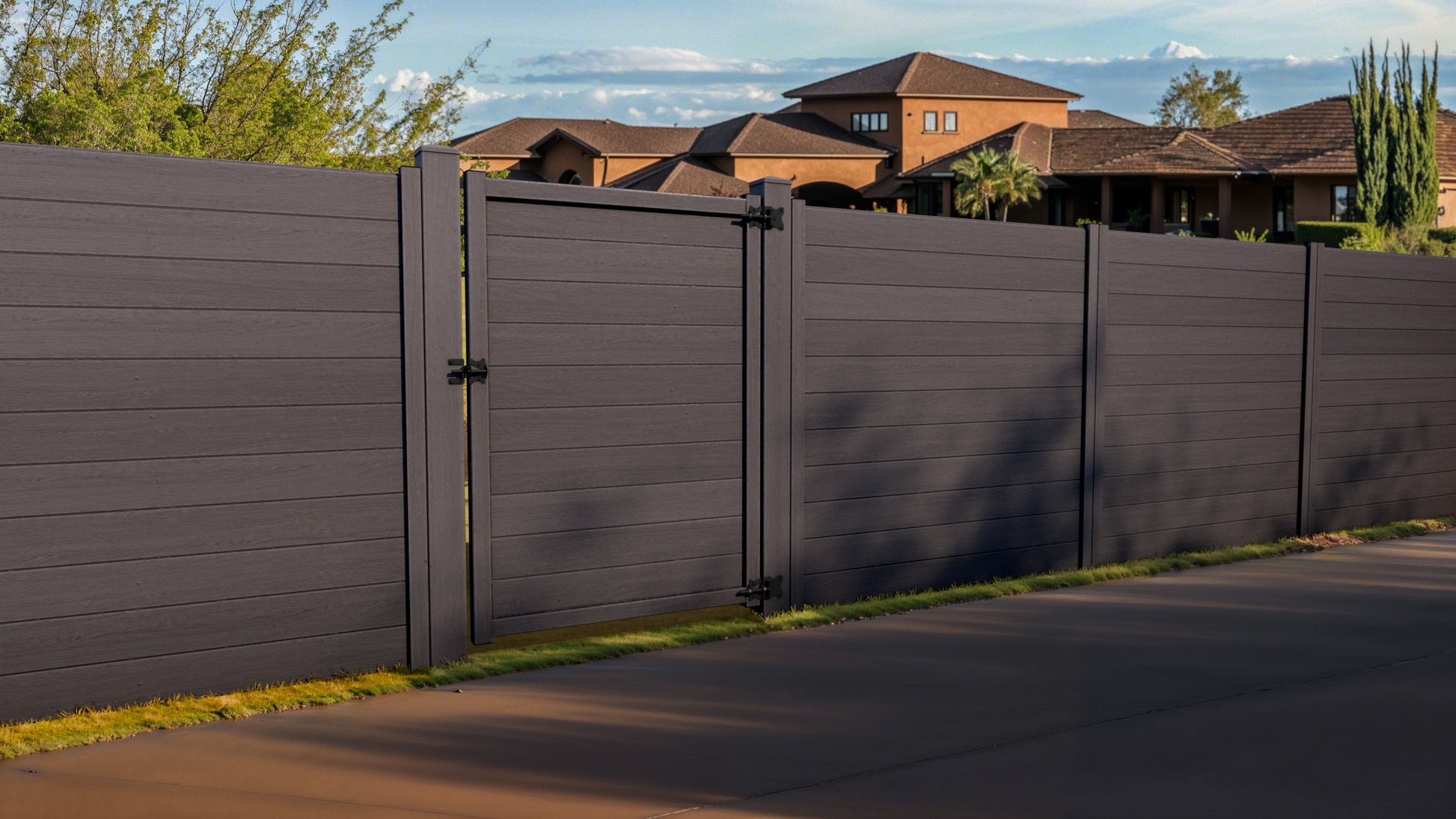 Composite Modern Horizontal Privacy Full Size Fence - 6 ft H x 6 ft W - Hurricane Wind, Flame Spread, Noise Reduction Rating - Sustainable, Durable, Eco-Friendly, and Low-Maintenance