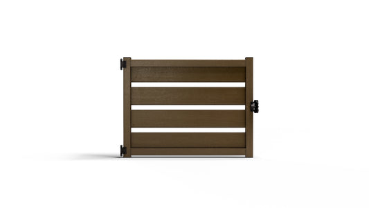 Composite Modern Horizontal Semi-Privacy Perimeter Fence Gate - 3.5 ft. H x 4 ft. W - 3.5 ft. H x 6 ft. W - Hurricane Wind, Flame Spread and Noise Reduction Rated - Durable, Eco-Friendly, and Low-Maintenance