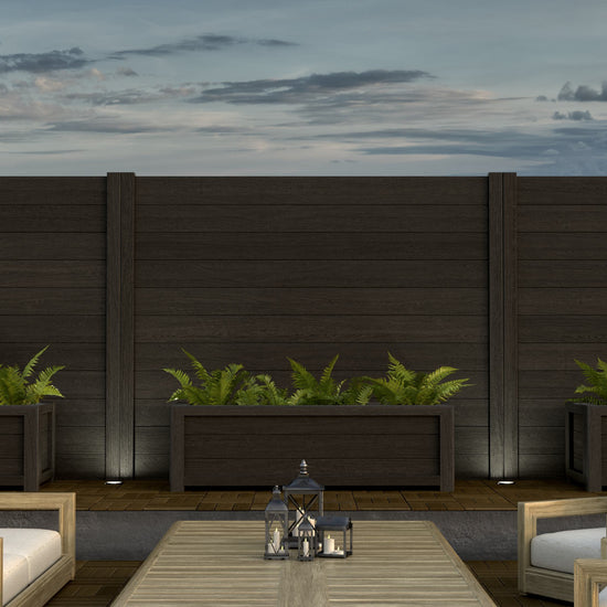 Composite Modern Horizontal Privacy Full Size Fence - 6 ft H x 6 ft W - Hurricane Wind, Flame Spread, Noise Reduction Rating - Sustainable, Durable, Eco-Friendly, and Low-Maintenance
