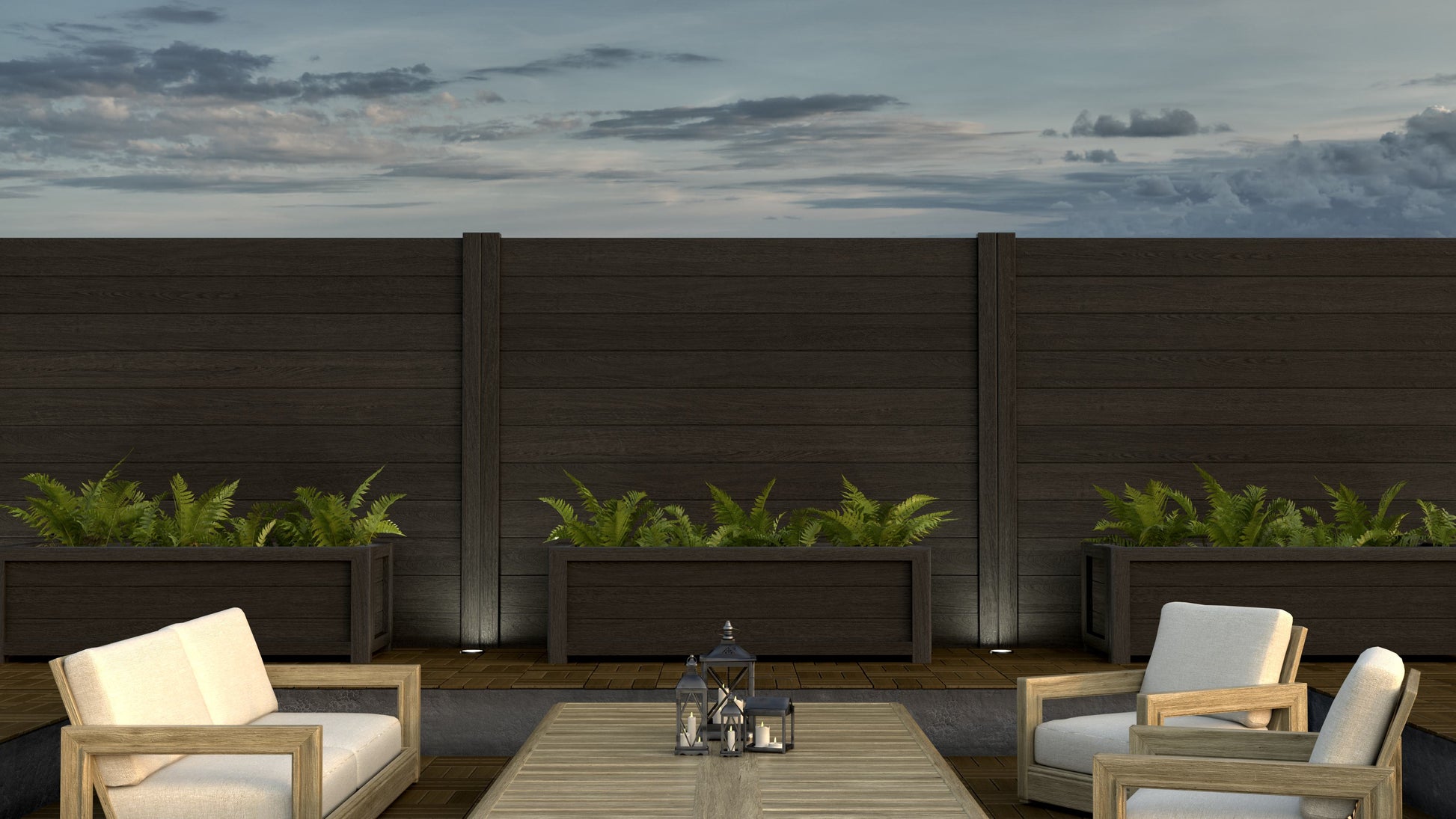 Composite Modern Horizontal Privacy Full Size Fence - 6 ft H x 6 ft W - Hurricane Wind, Flame Spread, Noise Reduction Rating - Sustainable, Durable, Eco-Friendly, and Low-Maintenance
