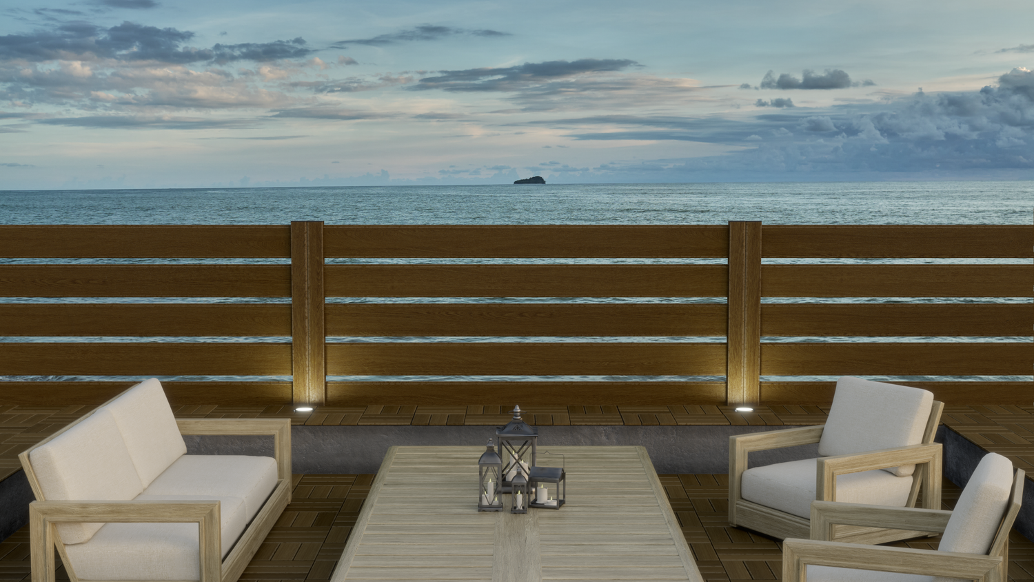 Composite Modern Horizontal Semi-Privacy Perimeter Fence - 3.5 ft. H x 6 ft. W - Hurricane Wind, Flame Spread, Noise Reduction Rating - Sustainable, Durable, Eco-Friendly, and Low-Maintenance