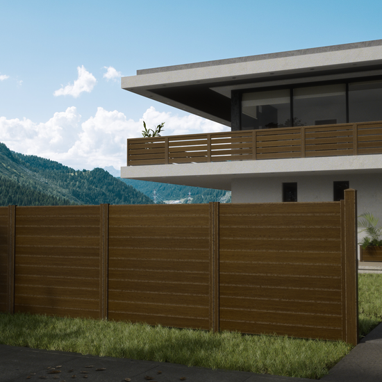 Composite Modern Horizontal Privacy Full Size Fence - 6 ft H x 6 ft W - Hurricane Wind, Flame Spread, Noise Reduction Rating - Sustainable, Durable, Eco-Friendly, and Low-Maintenance