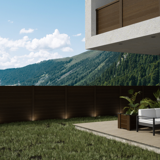 Composite Modern Horizontal Privacy Full Size Fence - 6 ft H x 6 ft W - Hurricane Wind, Flame Spread, Noise Reduction Rating - Sustainable, Durable, Eco-Friendly, and Low-Maintenance