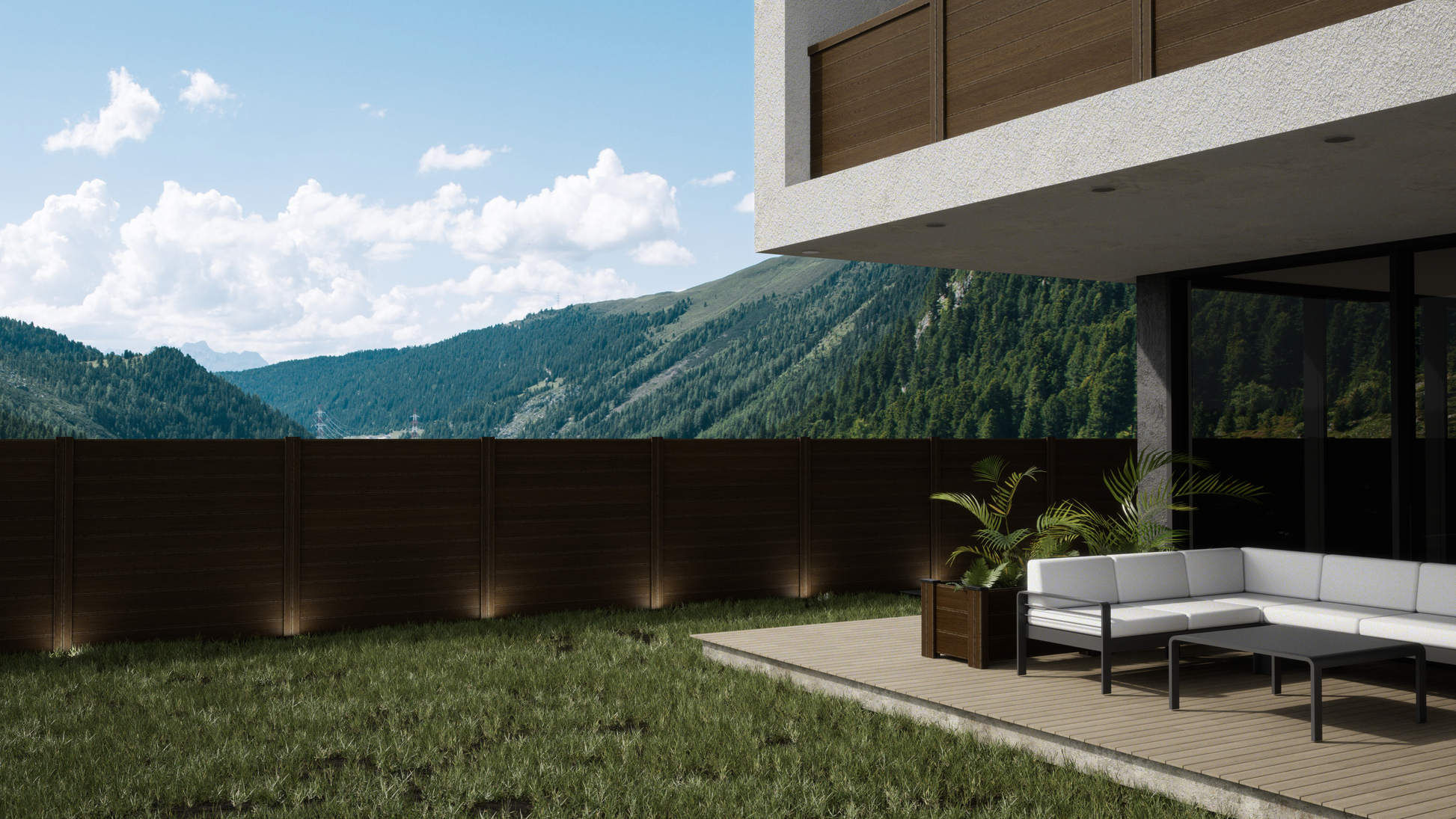 Composite Modern Horizontal Privacy Full Size Fence - 6 ft H x 6 ft W - Hurricane Wind, Flame Spread, Noise Reduction Rating - Sustainable, Durable, Eco-Friendly, and Low-Maintenance