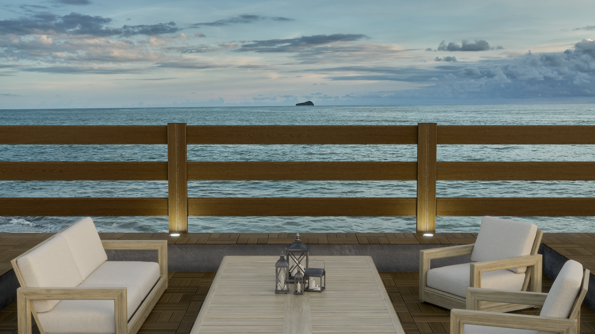 Composite Modern Three Board Ranch Rail (4 ft. H x 5.75 ft. W)– Hurricane Wind and Flame Spread Rated - Durable, Eco-Friendly, and Easy to Install