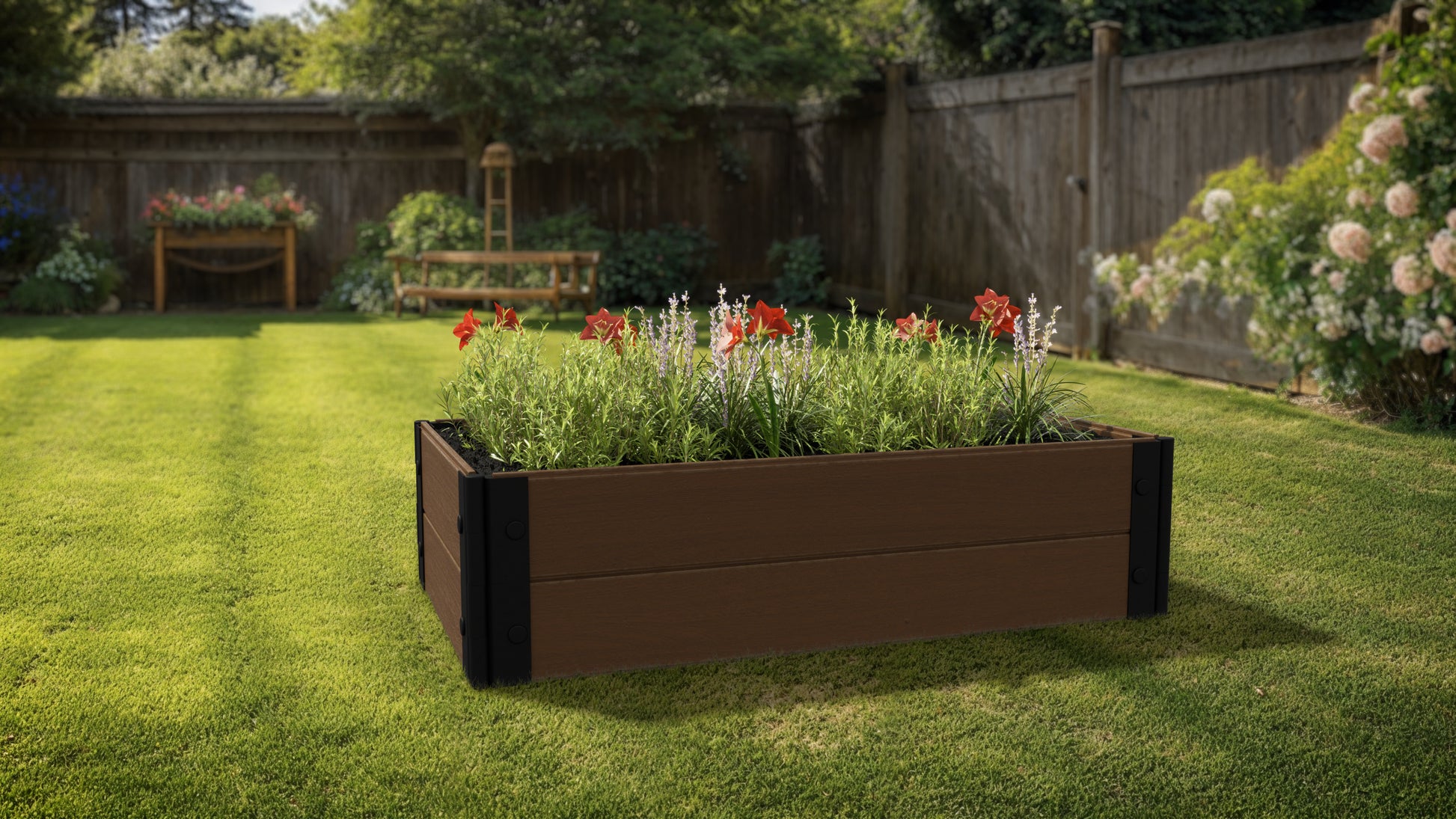 2x4 Composite Gardening Raised Bed – 12 in. High – Perfect for Shallow Rooted Plant Growth