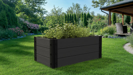 Composite Gardening Rectangle Raised Garden Bed (2 ft. L x 4 ft. W x 18 in. H) Medium Rooted Plants