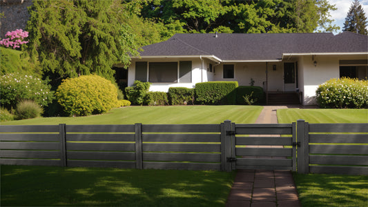 Composite Modern Horizontal Semi-Privacy Perimeter Fence Gate - 3.5 ft. H x 4 ft. W - 3.5 ft. H x 6 ft. W - Hurricane Wind, Flame Spread and Noise Reduction Rated - Durable, Eco-Friendly, and Low-Maintenance