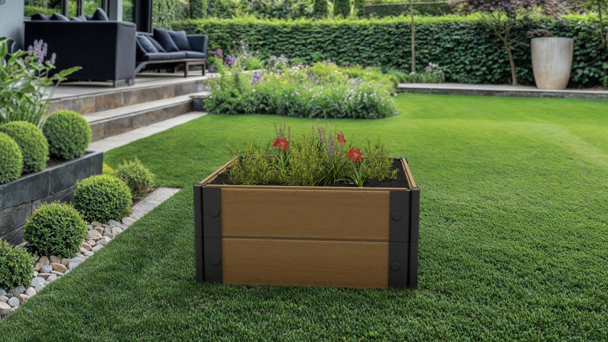 Shallow Rooted Plants – Composite Raised Garden Bed (2 ft. L x 2 ft. W x 12 in. H) – Low Maintenance & Eco-Friendly