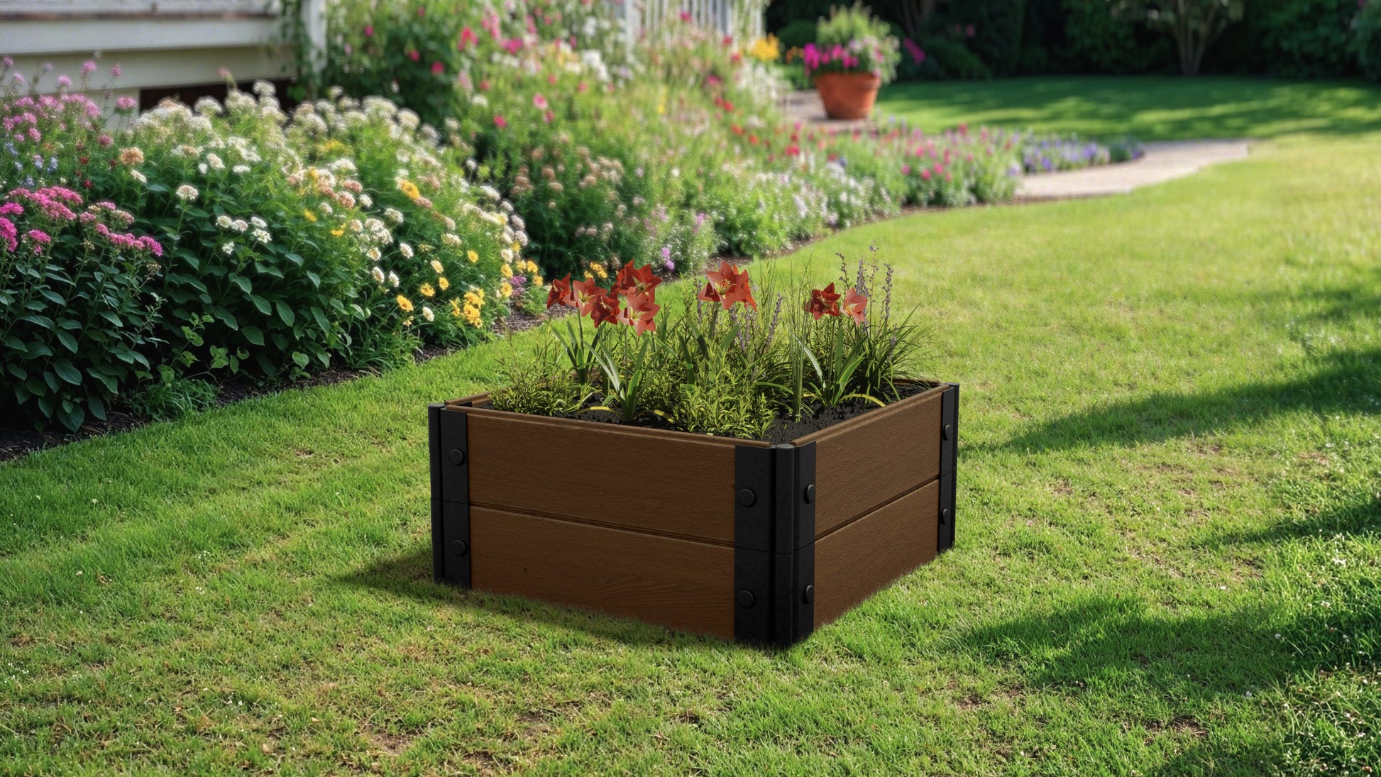 Shallow Rooted Plants – Composite Raised Garden Bed (2 ft. L x 2 ft. W x 12 in. H) – Low Maintenance & Eco-Friendly