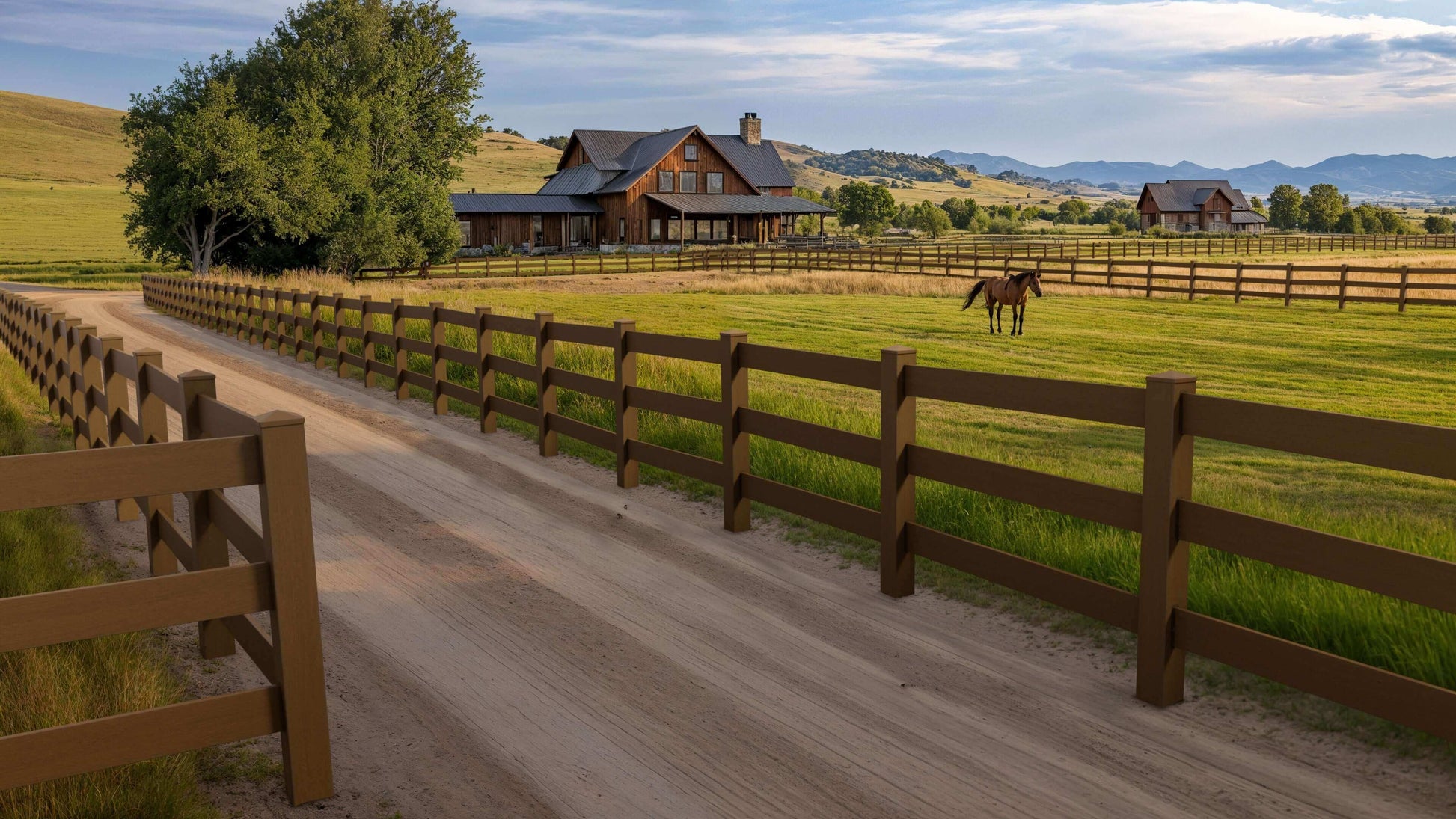 Composite Traditional Three-Board Ranch Rail – 4 ft. High x 5.75 ft. Wide – Durable & Eco-Friendly