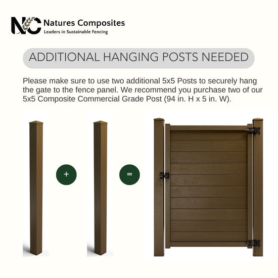 Composite Horizontal Full Size Gate – 6 ft. High x 4 ft. Wide – Sustainable, Strong, and Hidden Metal Frame for Extra Durability