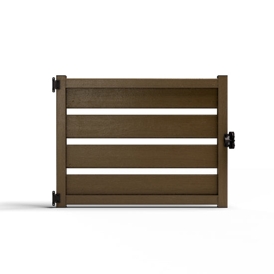 Composite Modern Horizontal Semi-Privacy Perimeter Fence Gate - 3.5 ft. H x 4 ft. W - 3.5 ft. H x 6 ft. W - Hurricane Wind, Flame Spread and Noise Reduction Rated - Durable, Eco-Friendly, and Low-Maintenance