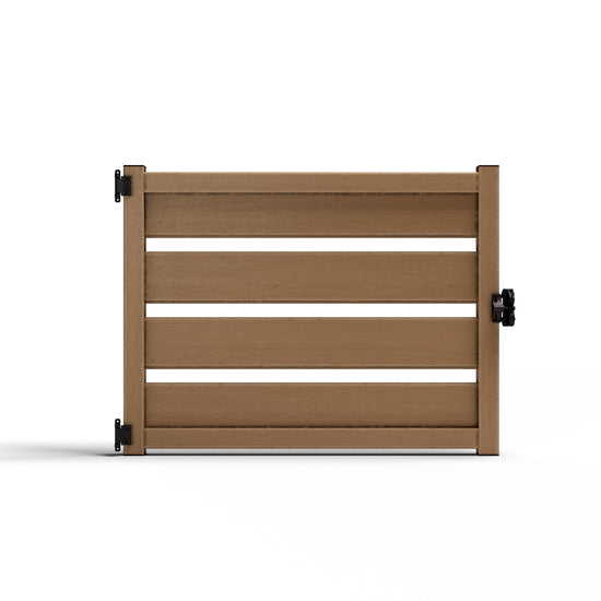 Composite Modern Horizontal Semi-Privacy Perimeter Fence Gate - 3.5 ft. H x 4 ft. W - 3.5 ft. H x 6 ft. W - Hurricane Wind, Flame Spread and Noise Reduction Rated - Durable, Eco-Friendly, and Low-Maintenance