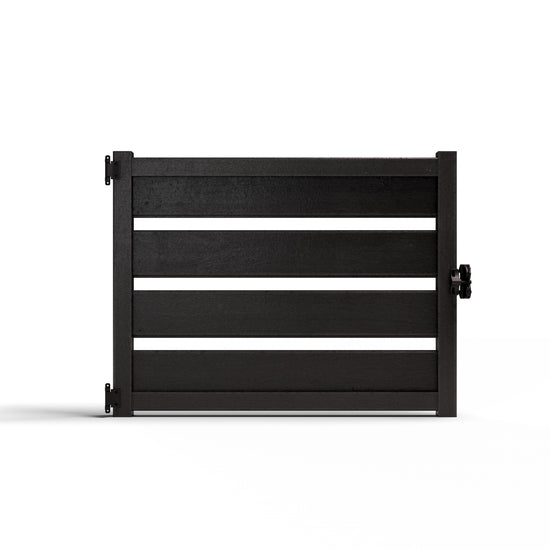 Composite Modern Horizontal Semi-Privacy Perimeter Fence Gate - 3.5 ft. H x 4 ft. W - 3.5 ft. H x 6 ft. W - Hurricane Wind, Flame Spread and Noise Reduction Rated - Durable, Eco-Friendly, and Low-Maintenance