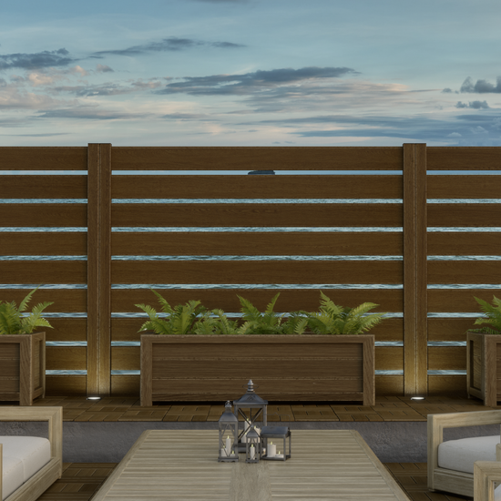 Composite Modern Horizontal Semi-Privacy Full Size Fence - 6 ft H x 6 ft W - Hurricane Wind, Flame Spread, Noise Reduction Rating - Sustainable, Durable, Eco-Friendly, and Low-Maintenance