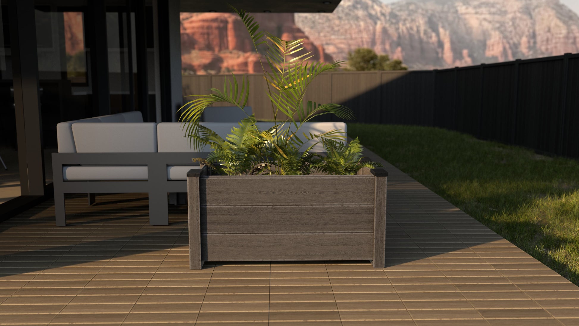 deck planters box Natures Composites Rectangle 17.0-in W x 20.25-in L x 21.125-in H Rosewood Mixed/Composite Indoor/Outdoor Planter Large in Brown