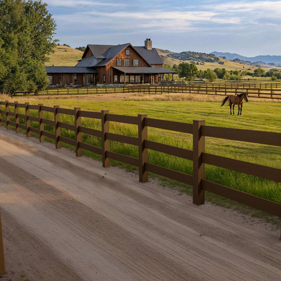 Composite Traditional Three-Board Ranch Rail – 4 ft. High x 5.75 ft. Wide – Durable & Eco-Friendly