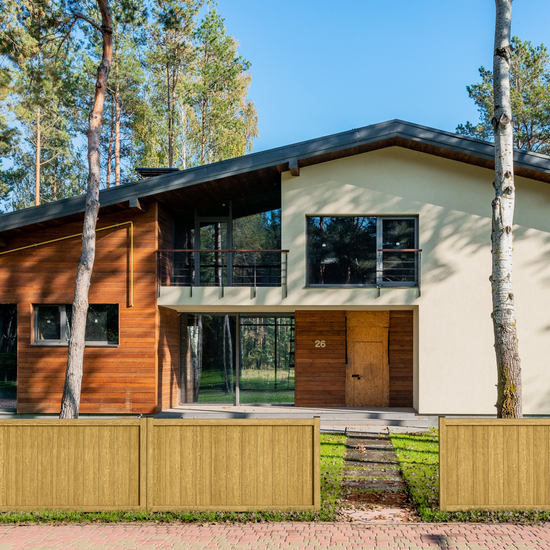 Composite Modern Vertical Privacy Perimeter Fence - 3.5 ft. H x 6 ft. W - Hurricane Wind, Flame Spread and Noise Reduction Rated - Durable, Eco-Friendly, and Low-Maintenance